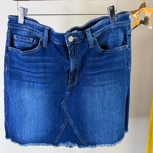 Flying Monkey Denim Mini Skirt Size 32 Blue Frayed Hem Cutoff Stretch